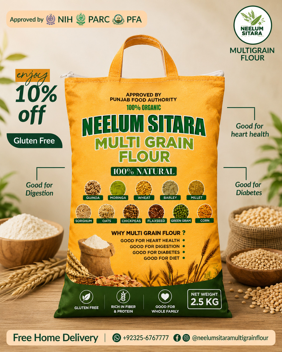 Multi Grain Flour 2.5kg | 100% Natural & Organic